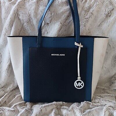 Michael Kors Gemma Large Pocket Tote Leather Dark Chambray 